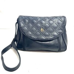 AGL Black Leather Quilted Flap Medium Shoulder Bag Purse